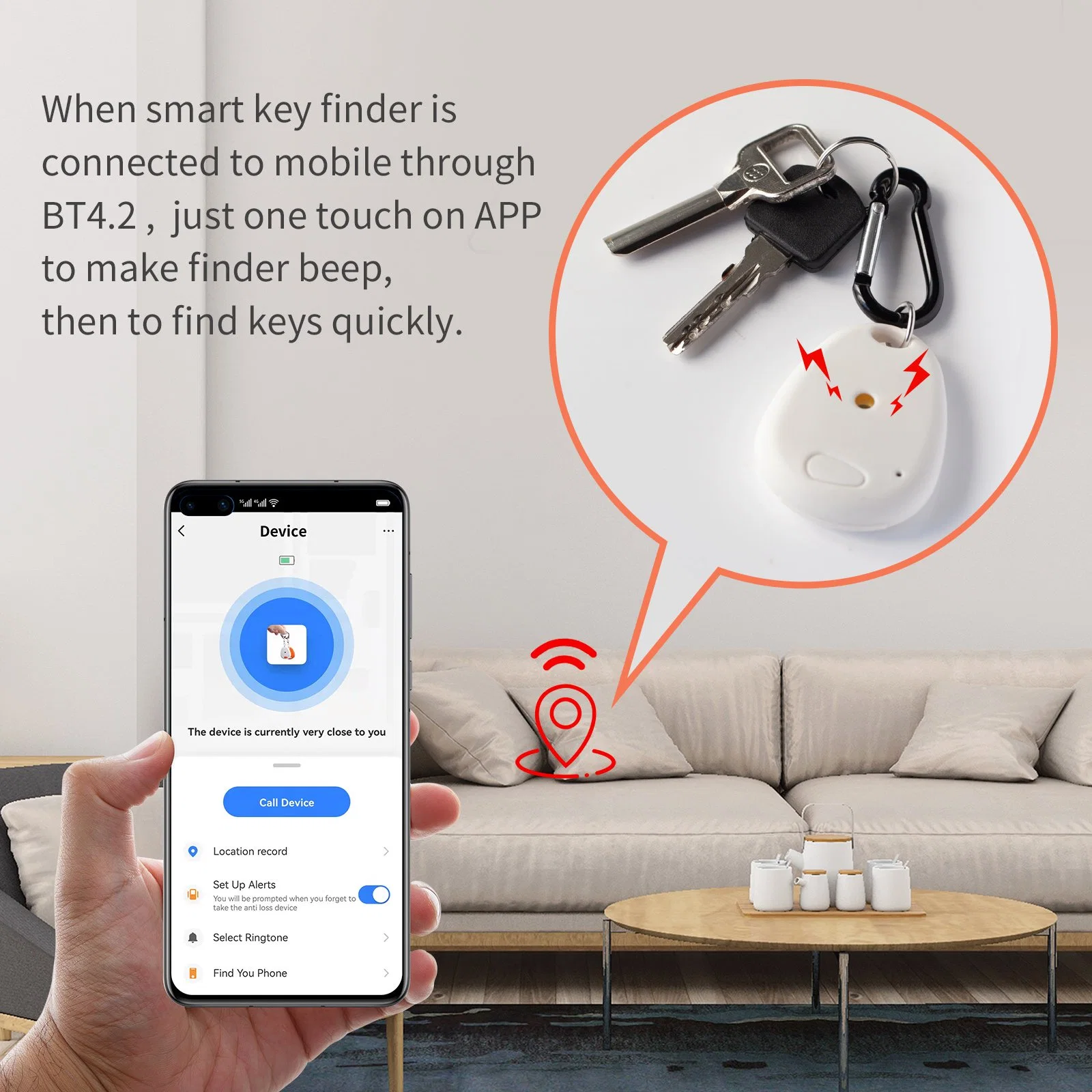 Anti Lost Smart Wireless Bt4.2 Locator Wireless Anti-Theft Mini Alarm Device Keychain Key Finder for Kids Dogs Car Wallet