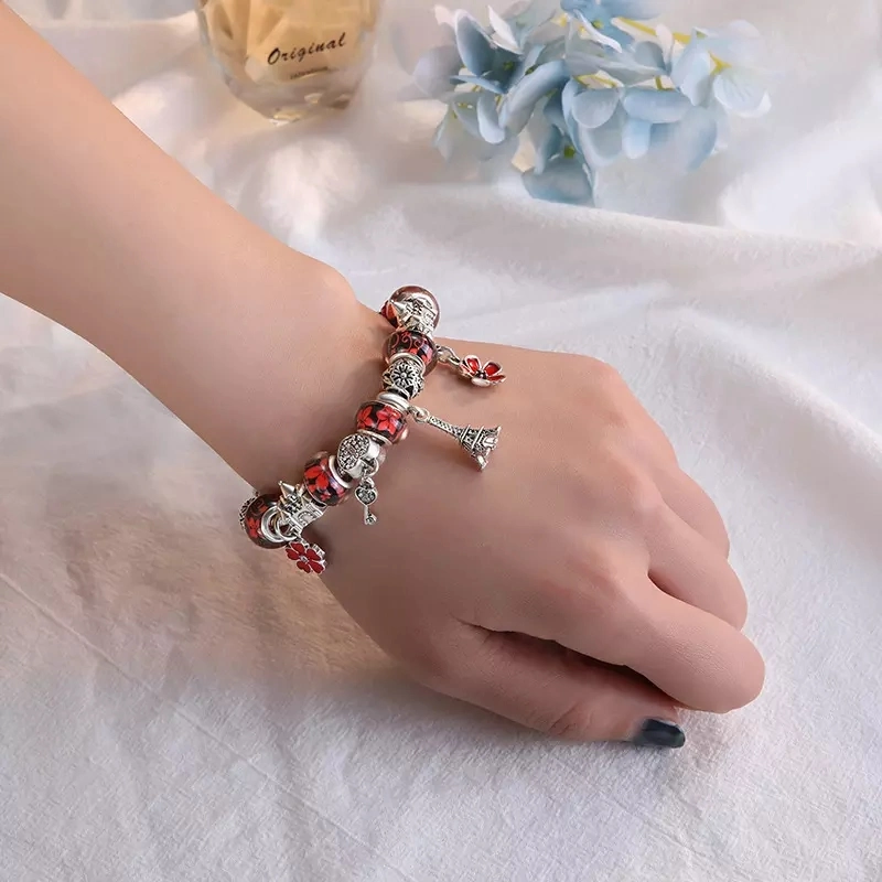 Top Selling Fashion Charms Bracelet Trendy Snake Chain Big Beads Bracelet for Girls Wholesale/Supplier Price DIY Lady Jewelry