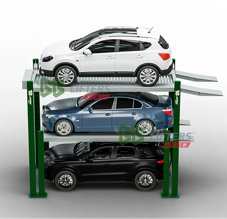 REAL FACTORY 4 Post Parking Lift High Rise Four Post Parking Hoist 3 Cars Parking Auto Hoist Vehicle Ramp
