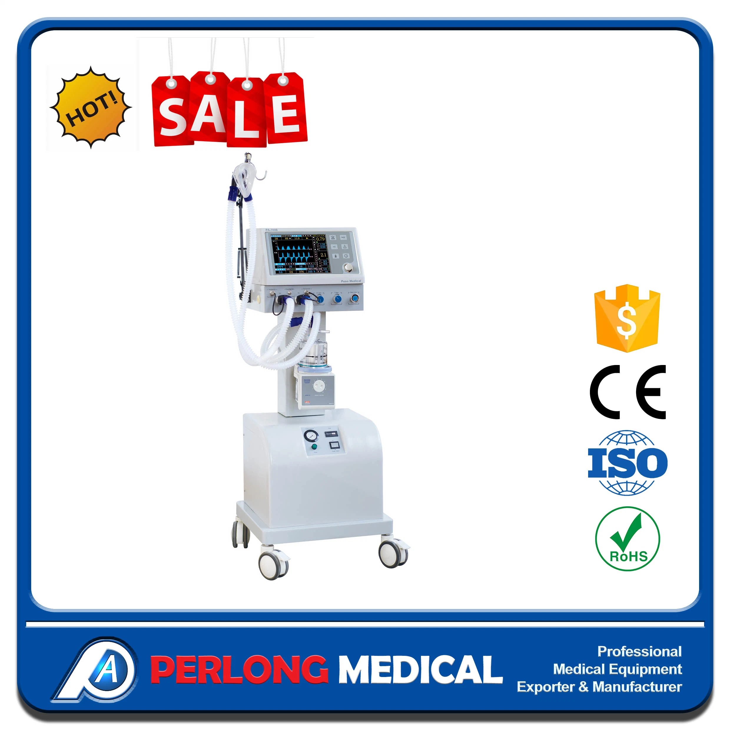 PA-700B Medizinische Geräte Beatmungsgerät für Krankenhausgeräte mit Luftkompressor