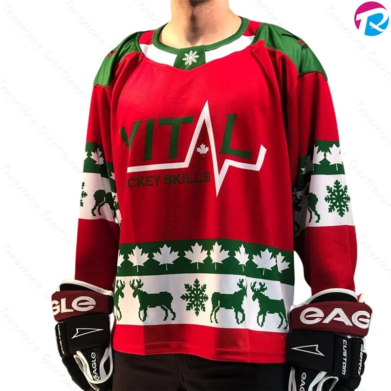 New Design Winter Sweatshirts Hoody Christmas Red Hockey Jersey Wear