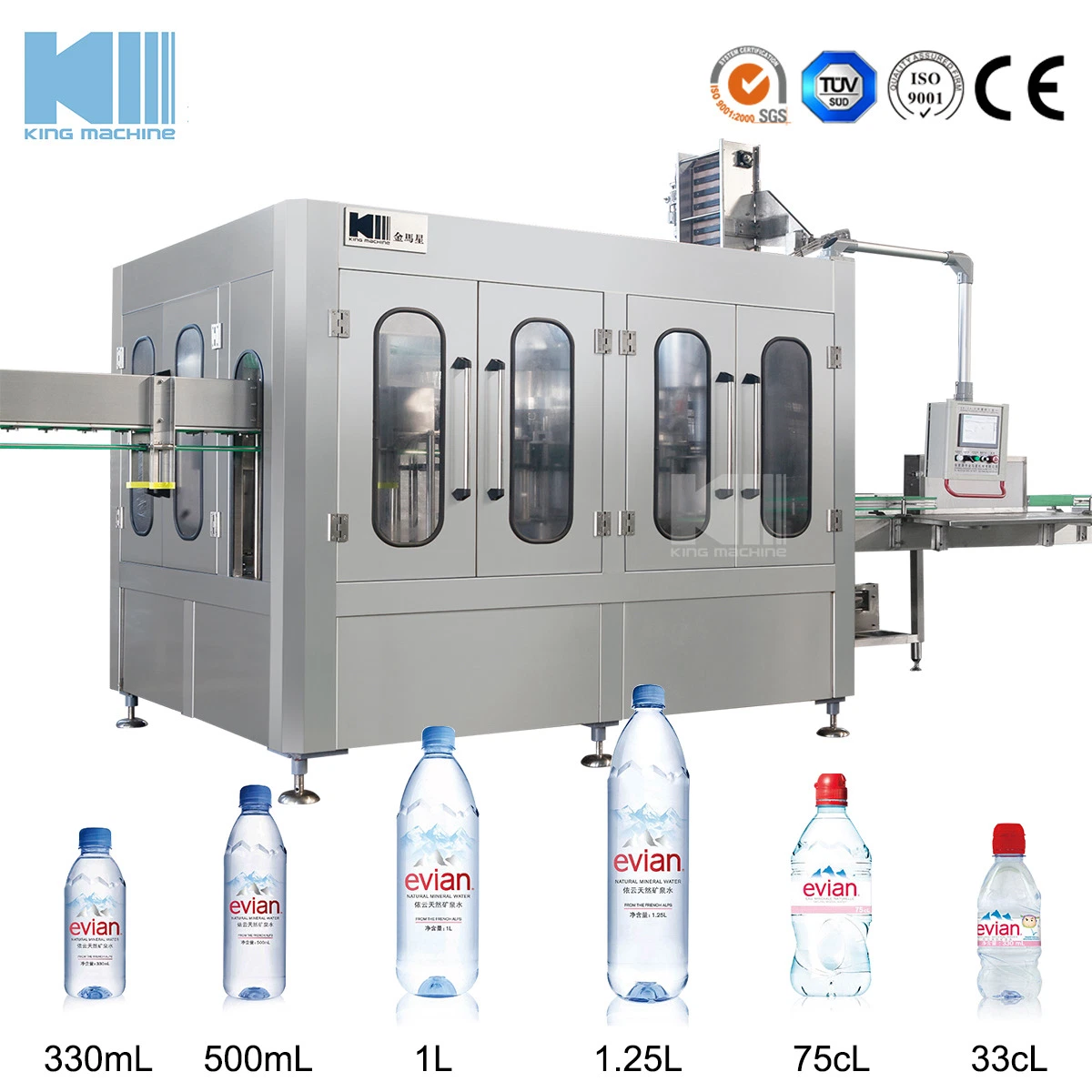 Full automatic 330ml garrafa de água mineral de lavar/Enchimento/Sistema de Nivelamento/dispositivo/instalação