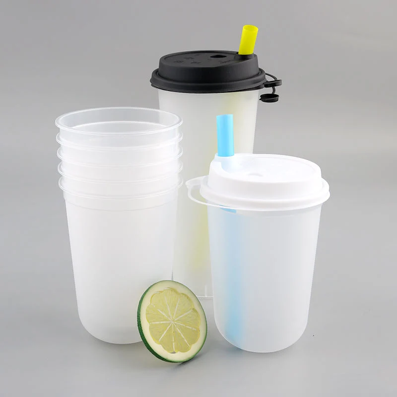 Pet Bubble Tea Cup Takeaway Drinking Plastic Disposable Cups with Lid