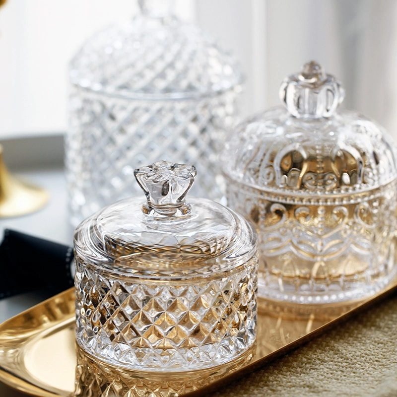 Nordic Luxury Transparent Glass Candy Jar Dried Fruit Tray