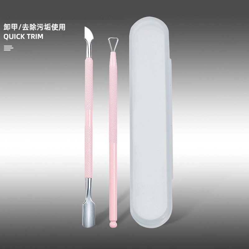 Professional 2PCS/Set Nail Cuticle Pusher Dead Skin Remover Stainless Steel Nail Tools