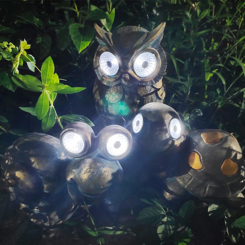 La decoración de jardín tortuga animales, Owl escultura luces solares, la resina manualidades para decoración exterior decoración Jardín