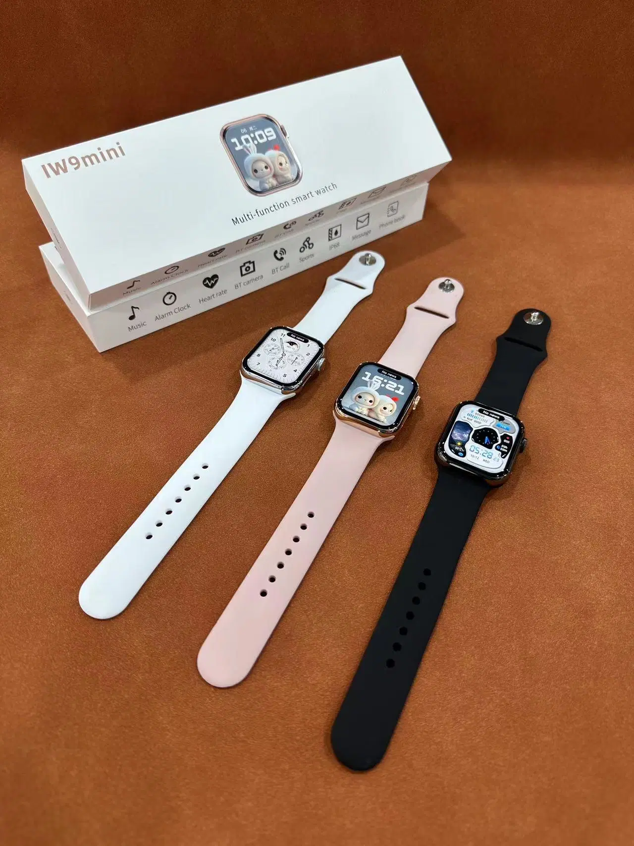 Smartwatch Iw9 Mini Hot Sale Promotion Preis Smart Watch White Pink Schwarz mit kabellosem Ladegerät hohe Qualität