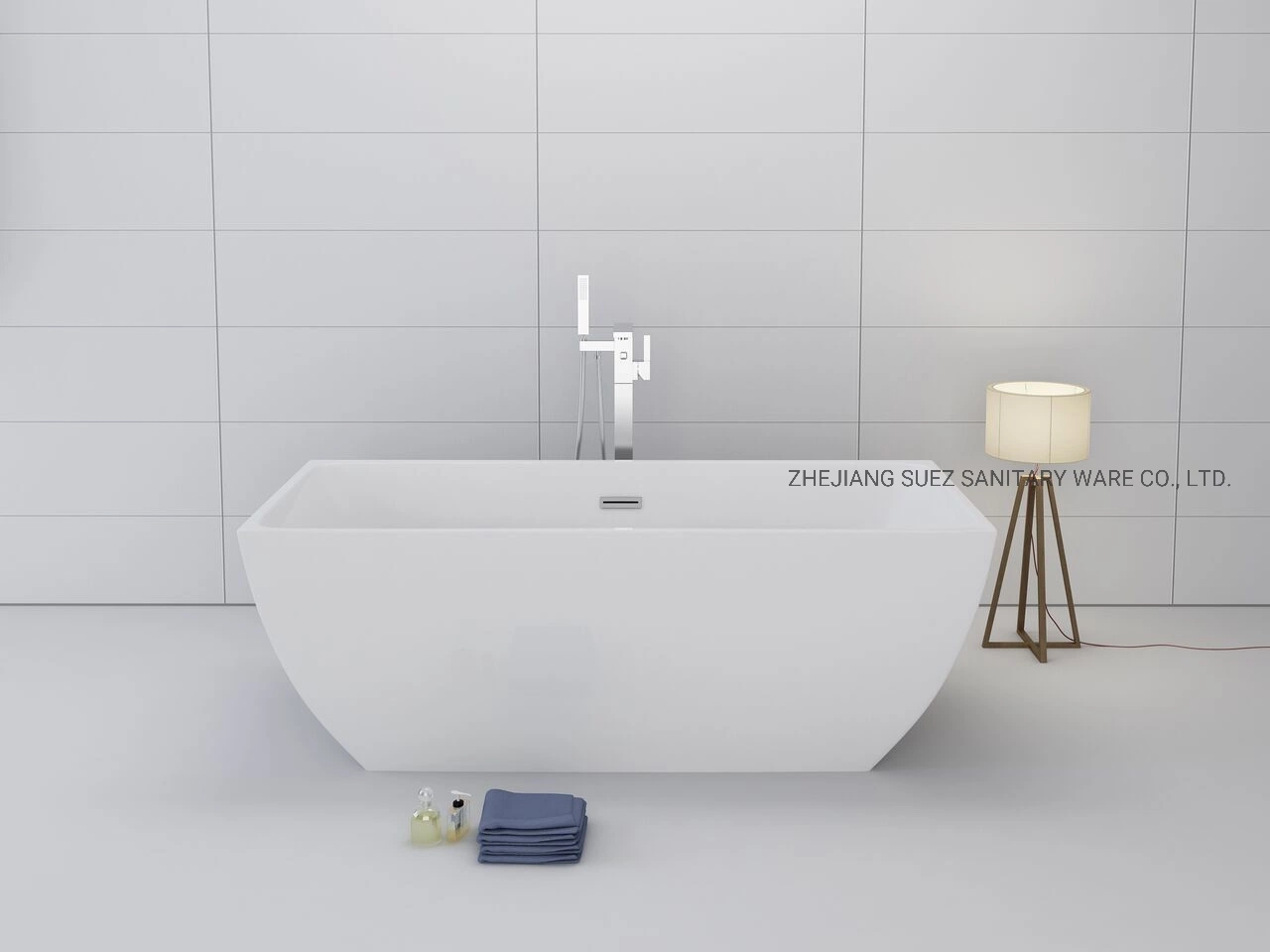 Square Shape Soaking Bath Tub Acrylic Bathtub for Bathroom Shower