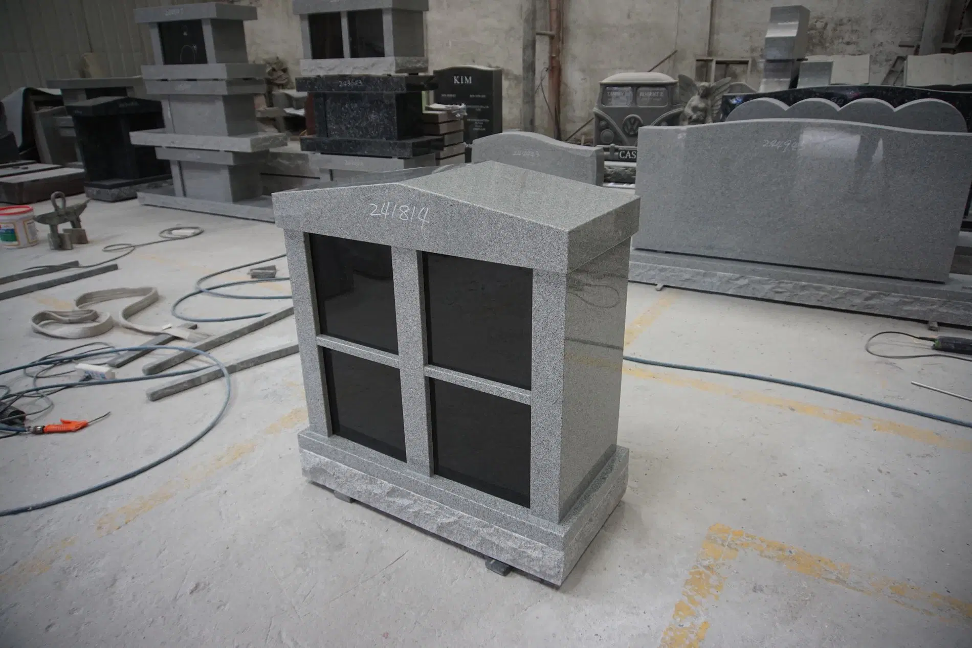 Small Family Granite Niches Grey Granite Black Door Curve Columbarium