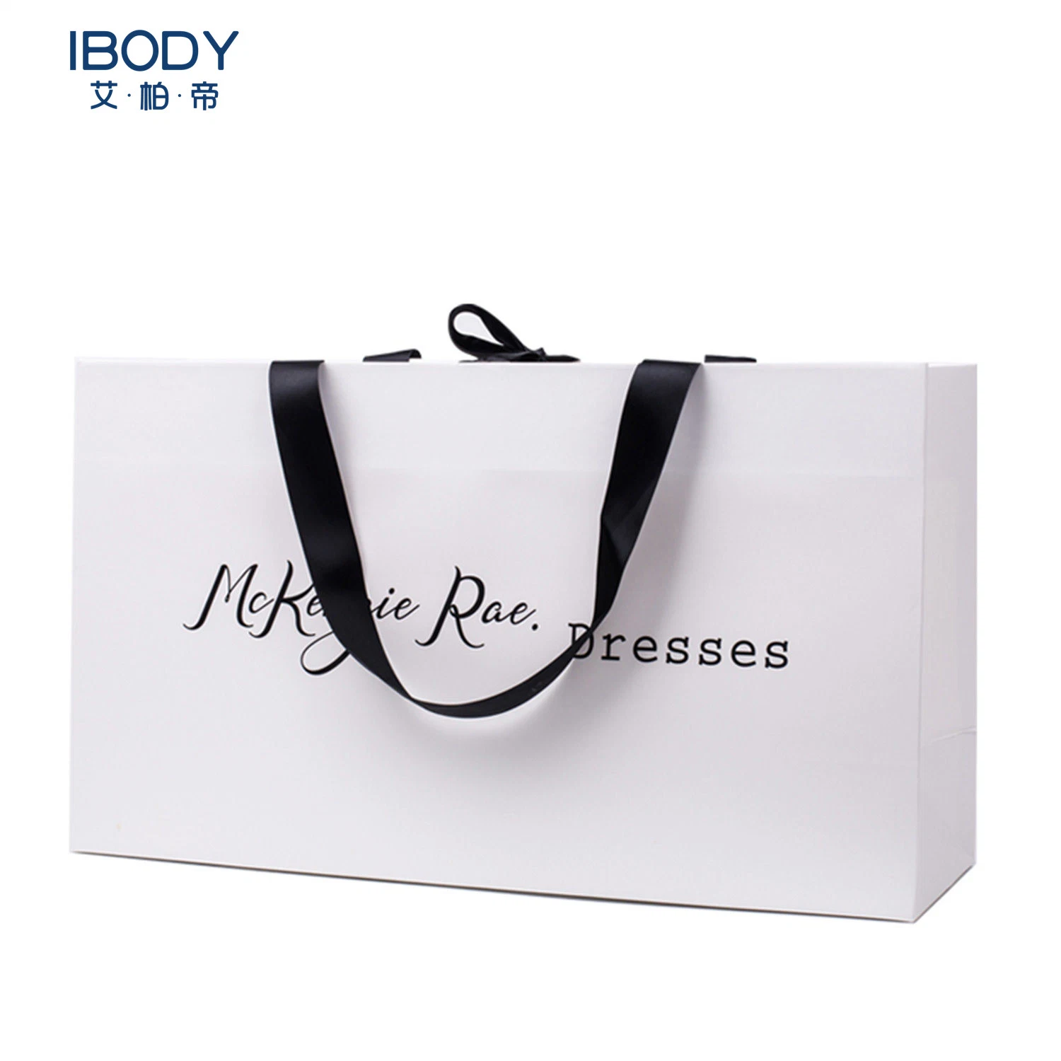 Custom Printed White Shopping Paper Bag, Small Fancy Gift Paper Bag for Clothing