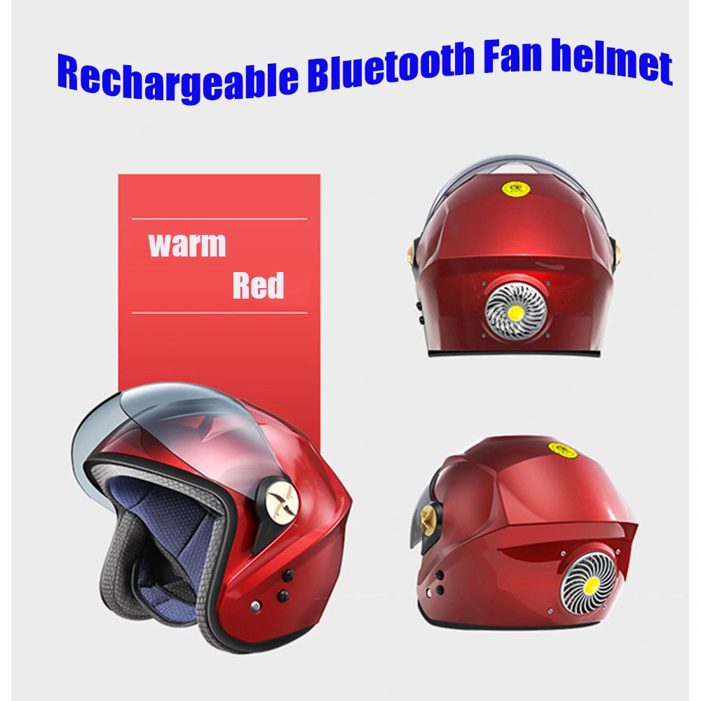 Motorcycle Bluetooth Fan Helmets ABS Solar Smart Charging Helmet Music Mobile Phone Motorbike Riding Safety Unisex Half Helmet