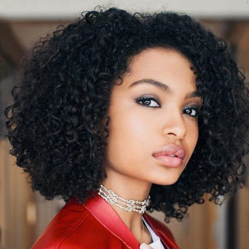 Kbeth Kinly el cabello rizado pelucas para las mujeres negras 2021 Verano fresco y suave transpirable de la moda Virgen brasileño Bob Short Cut Lace HD Pelucas Frontal Proveedor