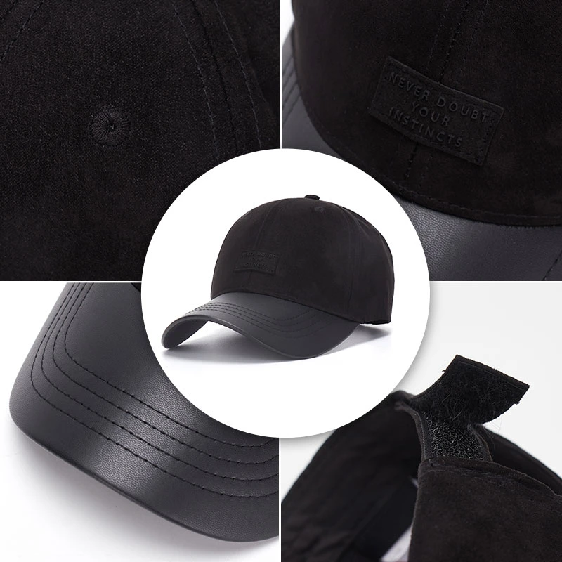 High quality/High cost performance  Fashion Leather Brim Cotton Outdoor Unisex Baseball Cap Sports Cap