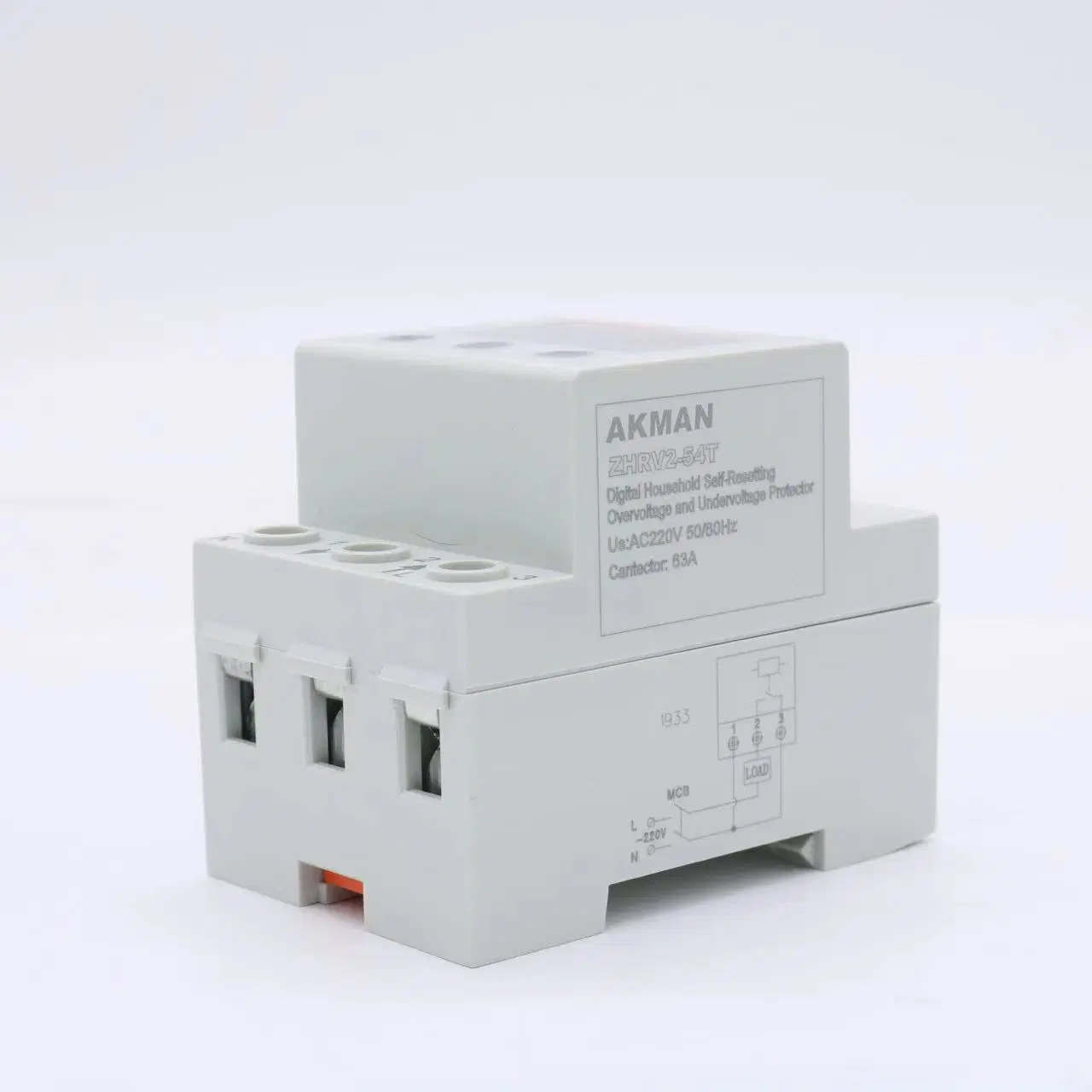 63A DIN Rail Current Protector Over Voltage Protector Under Voltage Protective Relay