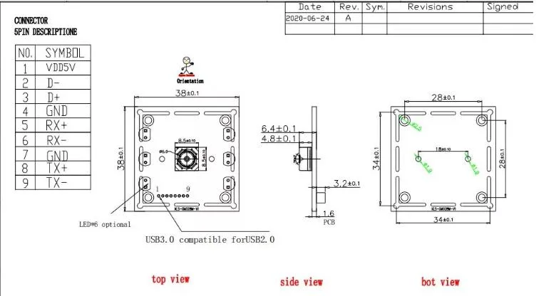 Focagem automática de câmaras Web Imx179 8MP HD3.0/2 USB,0 módulo da câmera