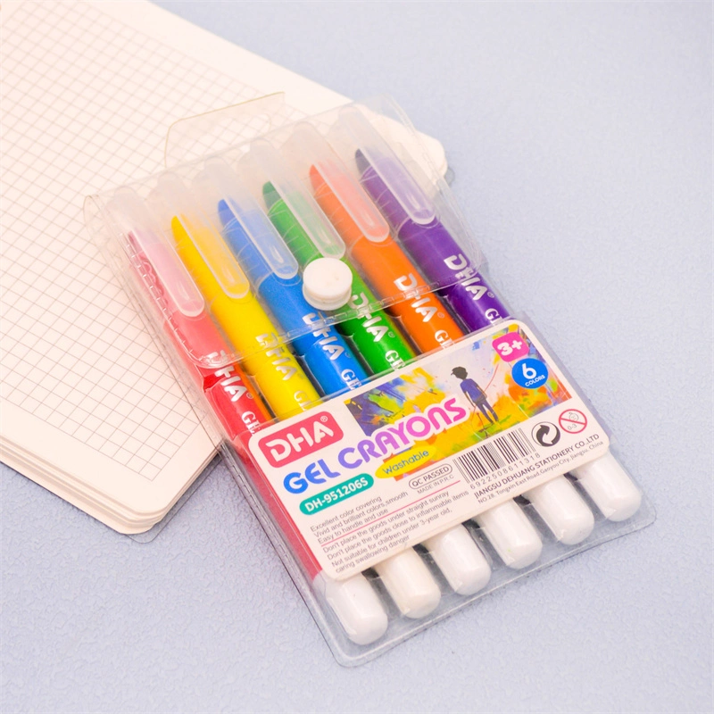 New Acrylic Gel Stick 6 Colors Set Water Soluble Jumbo Playble Gel Crayon Pen for Large Area Paint