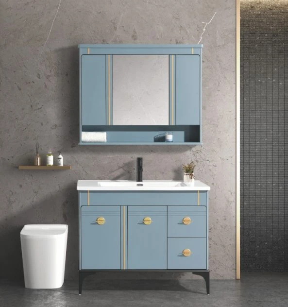 Classtic Solid PVC Bathroom Side Cabinet with Marble Vanity Top