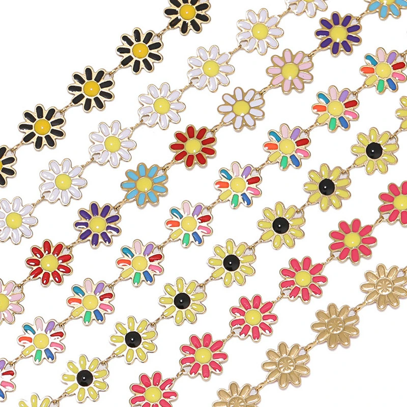 Stainless Steel Enamel Flower Chain for Jewelry Making More Colors for Choice
