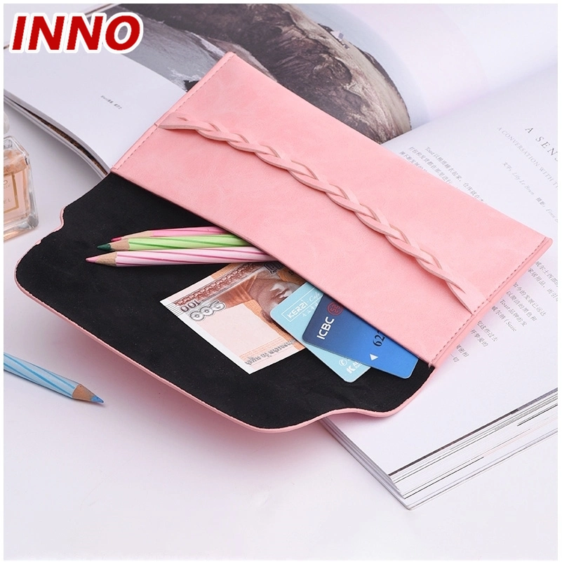 Inno-R020 Factory Wholesale Fashion and Simple PU Leather Braid Ladies Bag Soft Storage Pouch; Free Custom Logo Eco-Friendly