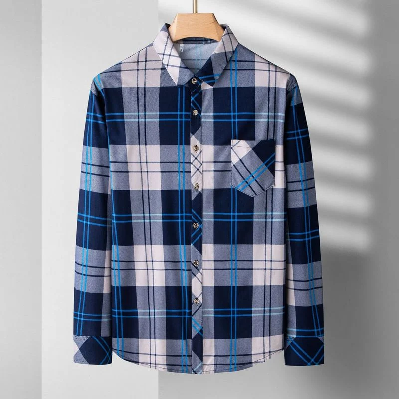 2023 Wholesale/Supplier Plaid Cotton Shirt with High quality/High cost performance Customsized Logo for Men