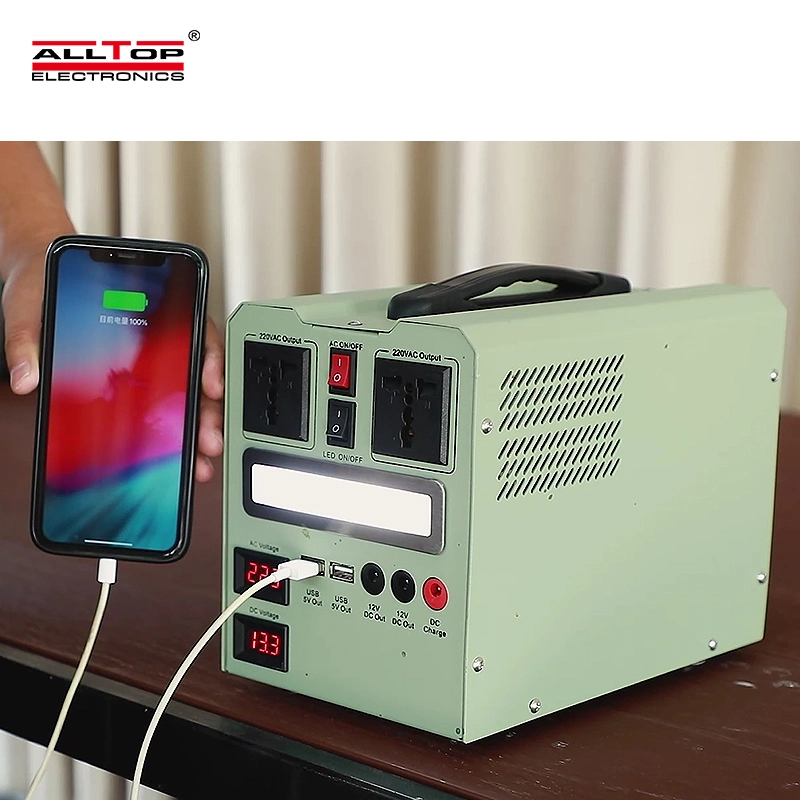 Alltop New Product Portable Solar Energy System Powered Solar Inverter Solar Home Lighting Energy System for Power DC TV Fan