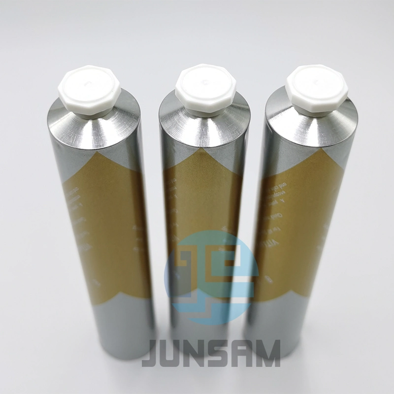 Stock 100ml 3oz Aluminum Plain Cosmetic Open Tip Aluminum Collapsible Tube with White Octagonal Lid