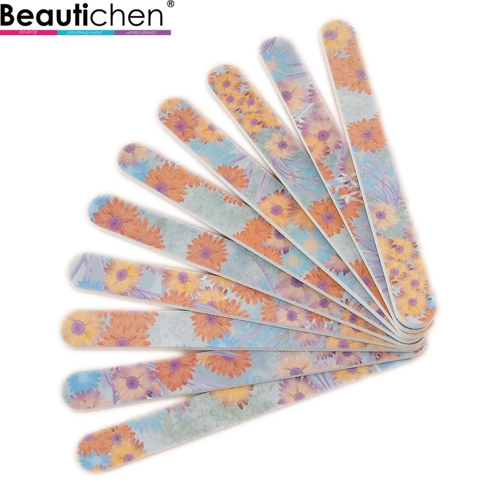 Fábrica Beautichen patrón personalizado mayorista de Lima de uñas forma recta papel de lija de pulido de lima de uñas Nail File