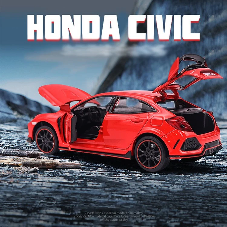 Modelo à escala 1:32 modelo de veículos automóveis metalizados Honda Civic Type R Collection reboque para crianças