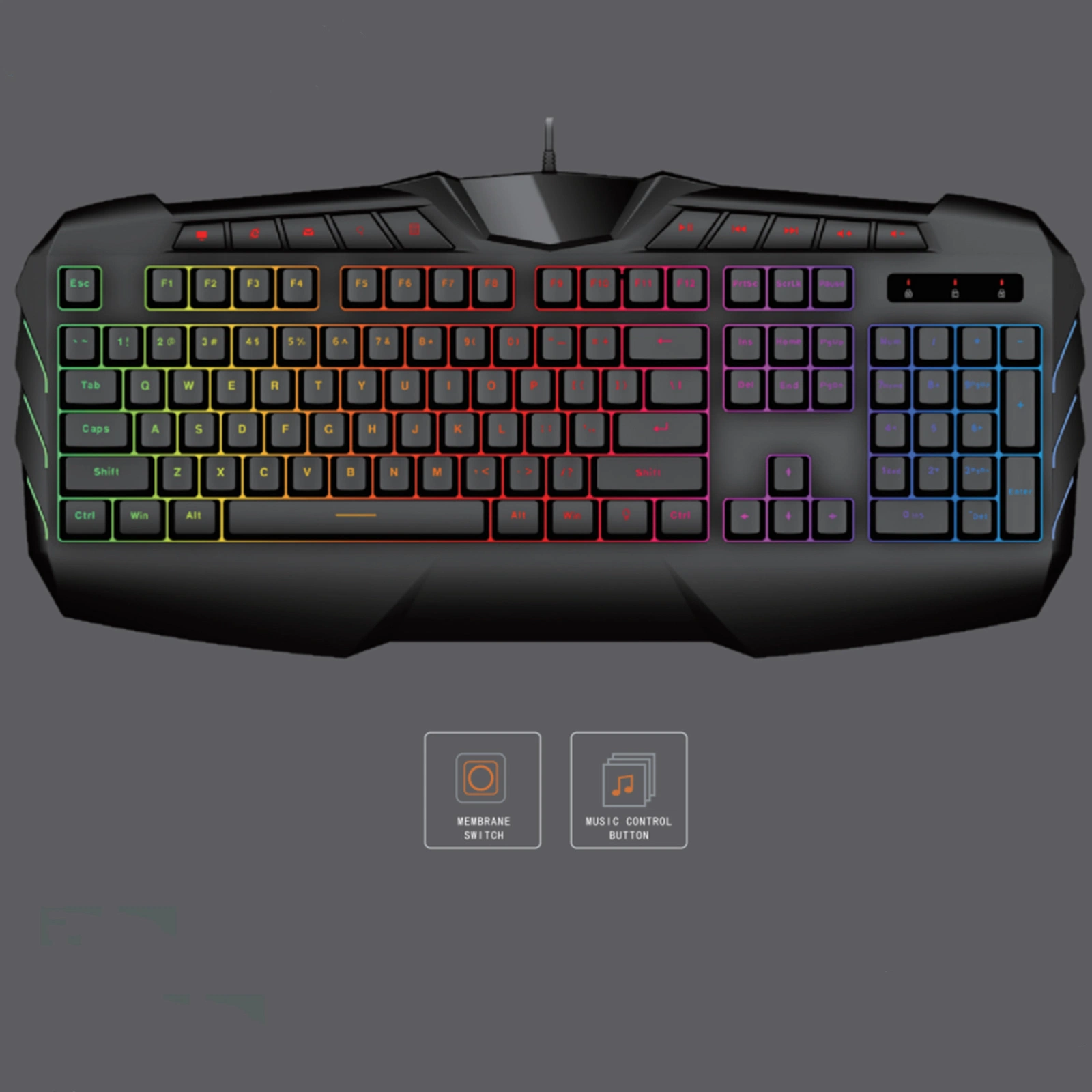 Portátil ultra delgado Multisistema clave 104 Teclado con cable de tamaño completo, película de cine, juegos de azar el teclado, la diferencia Glow