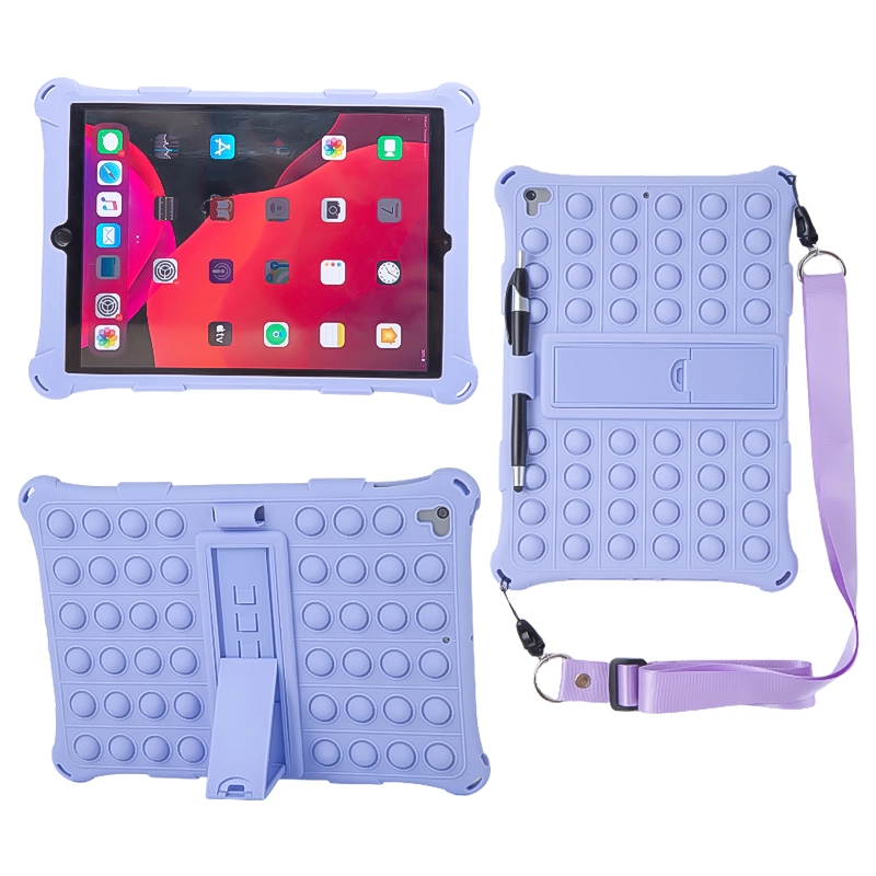 للأطفال اضغط فقاعة البوب fidget لعبة مع منصة الطي حقيبة من نوع Lanyard Silicone Tablet لأجهزة iPad PRO مقاس 10.5 بوصة 2020