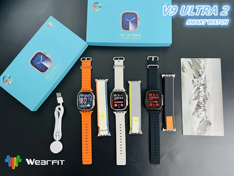 Новое мужское запястье V9 Ultra 2 Smart Watch Series 9 Водонепроницаемый спортивный диапазон Bluetooth для разговоров Whatch9 HK9 Ultra 2