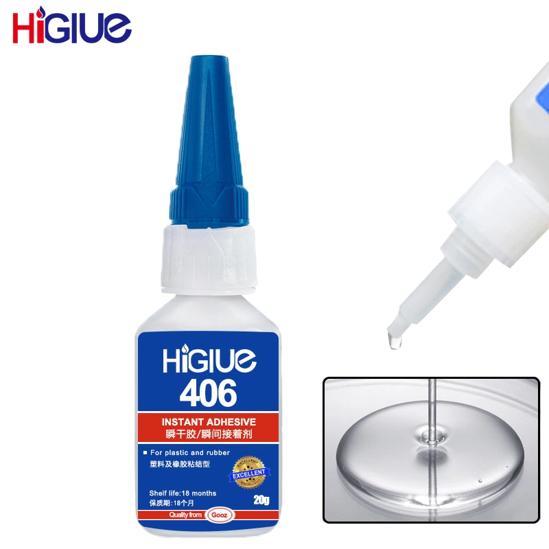 Wholesale 406 Transparent Liquid Instant Adhesive Quick Curing Cyanoacrylate Quick Curing Super Glue for Plastics/ Rubber