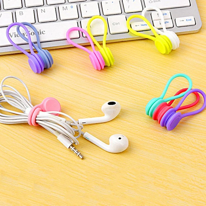 Portable Reusable Silicone Cable Winder Mini Magnetic Cable Organizer for Headphones/Date Cable/Home/Office