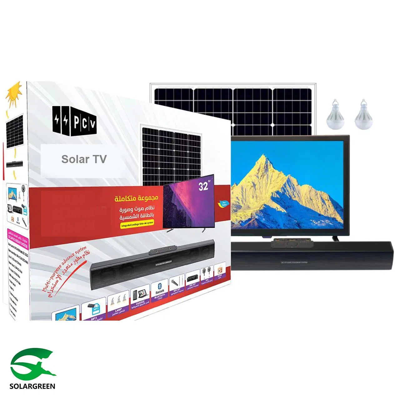 Téléviseur LCD 32" 12V AC/DC/Solar TV avec faible électricité Consommation DVB T2 S2 TV numérique par satellite