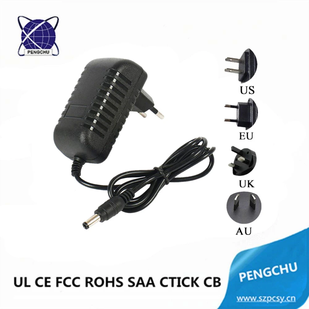 UL CE FCC RoHS SAA CB Wall Plug 12W 12V 1A AC to DC Switch Power Adapter