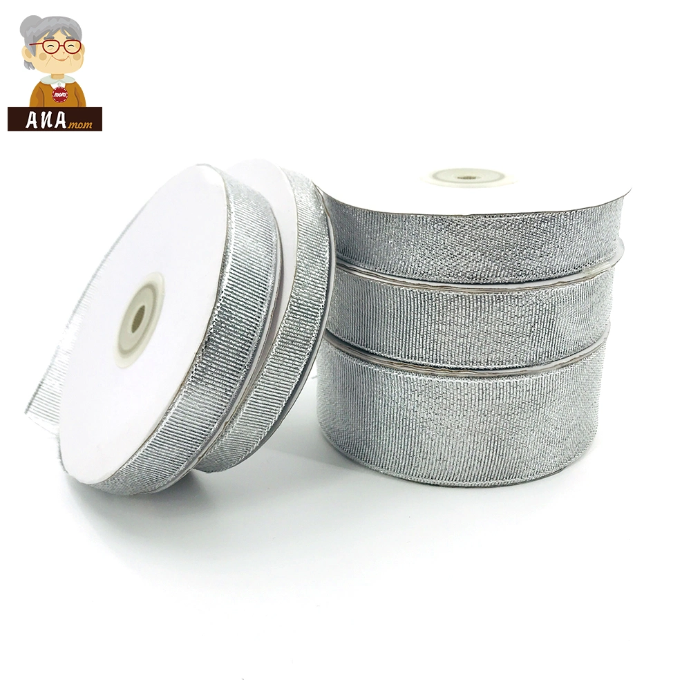 Fashion Sparkling Luxury 15mm 25mm 75mm Blingbling Recycled Sari Silk Deco Metallic Ribbon for Candle Gift Boxes Packaging