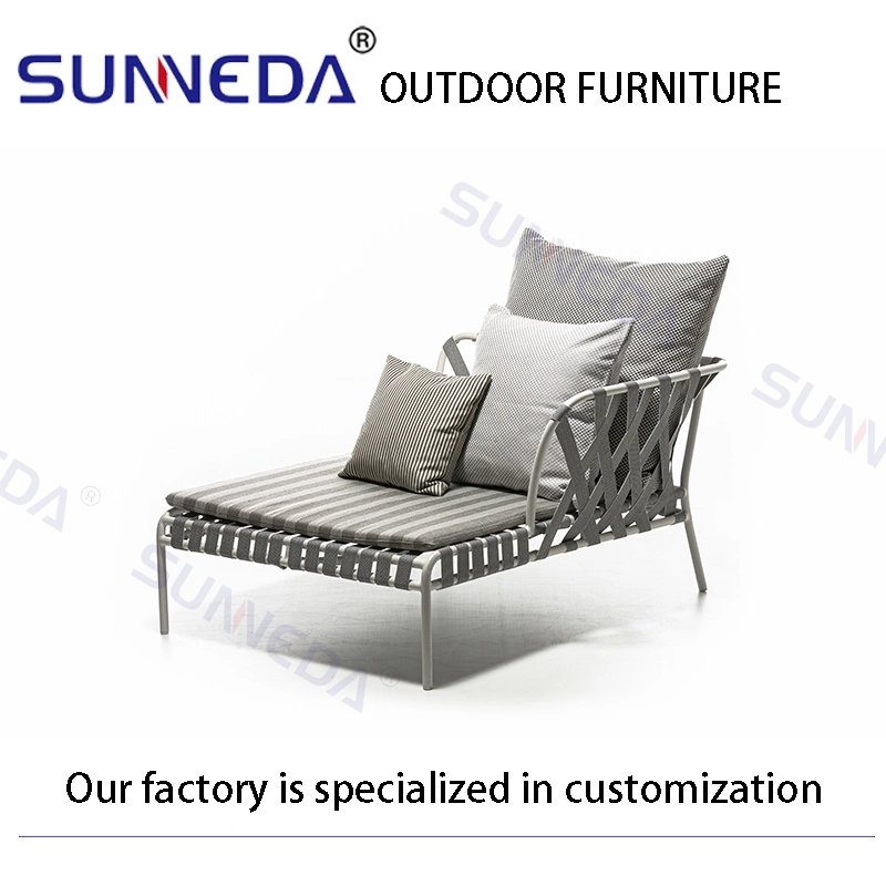 Aluminium Alloy Metal Cushion Bistro Studio Courtyard Outdoor Lounger Furniture