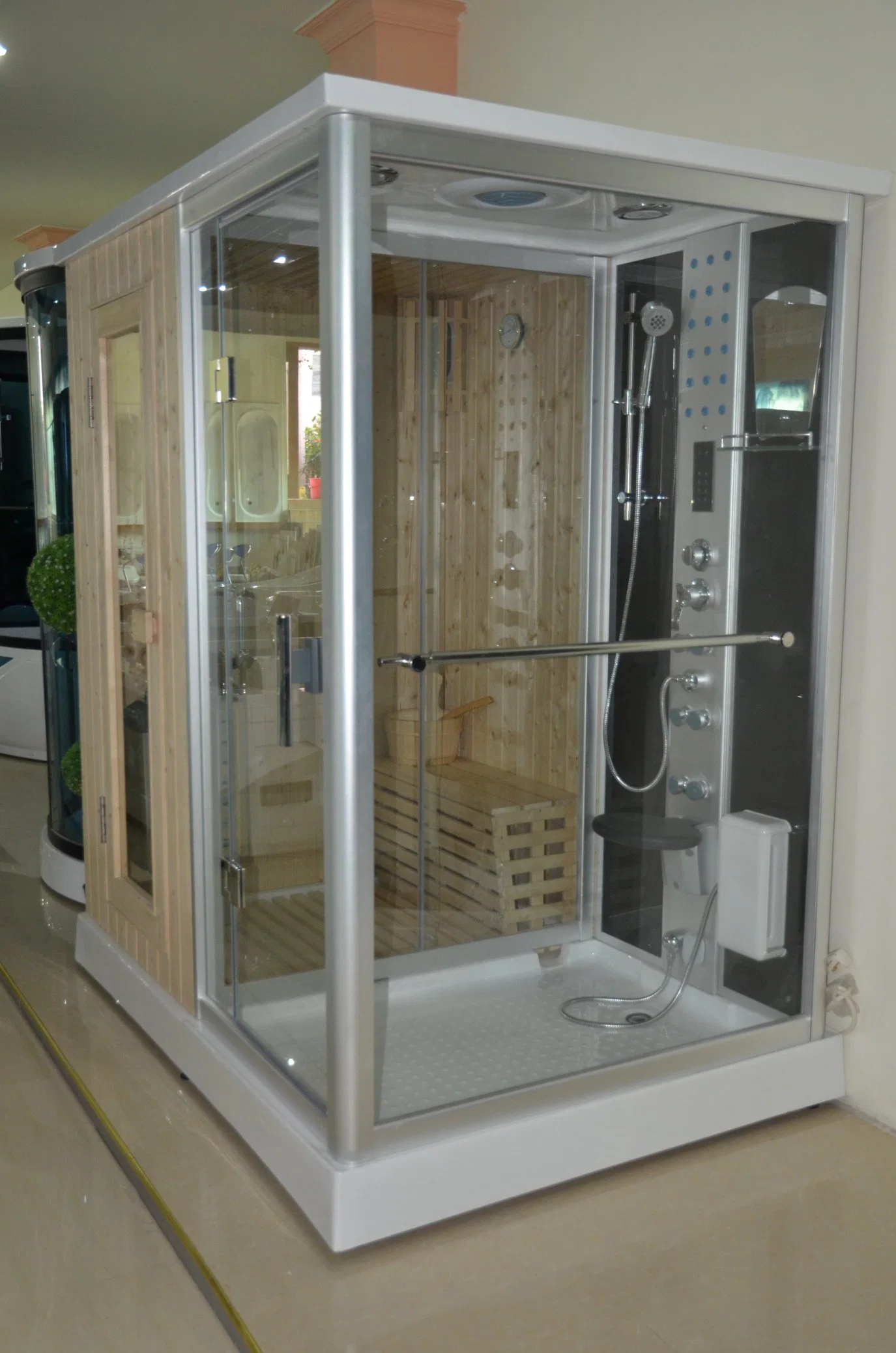 Simple Style Combination Finland Wooden Steam Room Cabin Sauna Shower