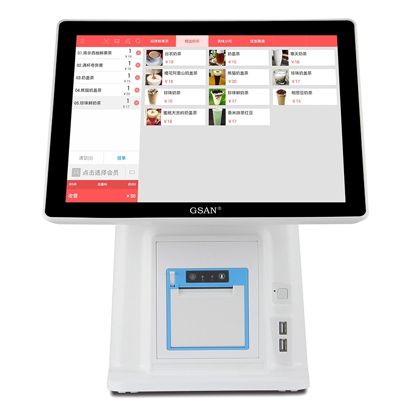 15 Zoll Touchscreen POS Kasse mit 58mm Drucker Für Einzelhandel/Restaurant