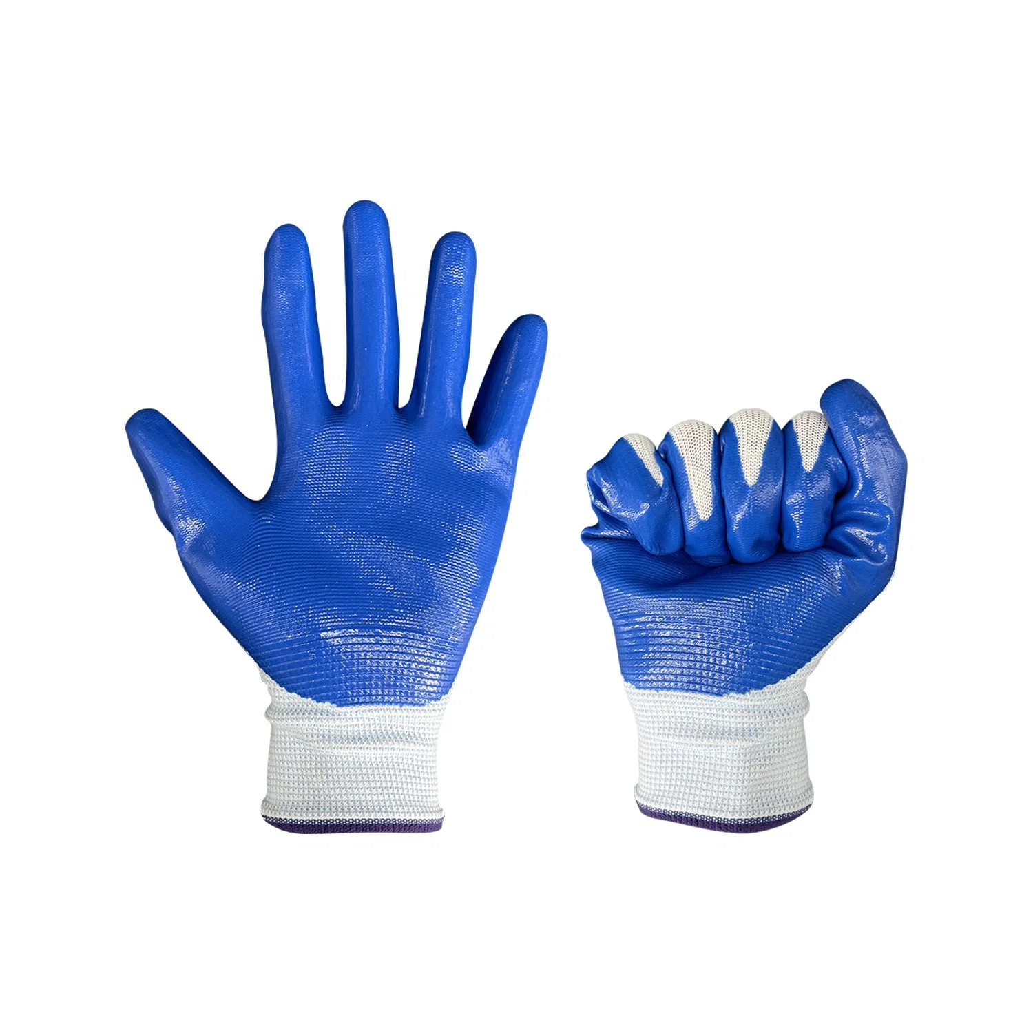 Custom Design 30-70g/Pair En-388CE Blue Nitrile Coated Nylon Knitted Safety Work Gloves