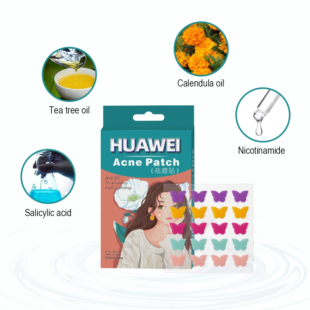 Original Made Butterfly Shape 5 Colors Hydrocolloid Acne Pimple Patch with Tea Tree & Calendula Oil Skin Care