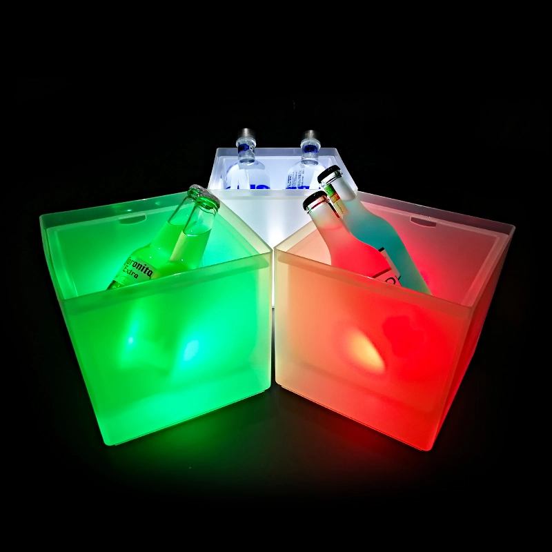 LED made plástico Cubo de Hielo Champagne con luz LED