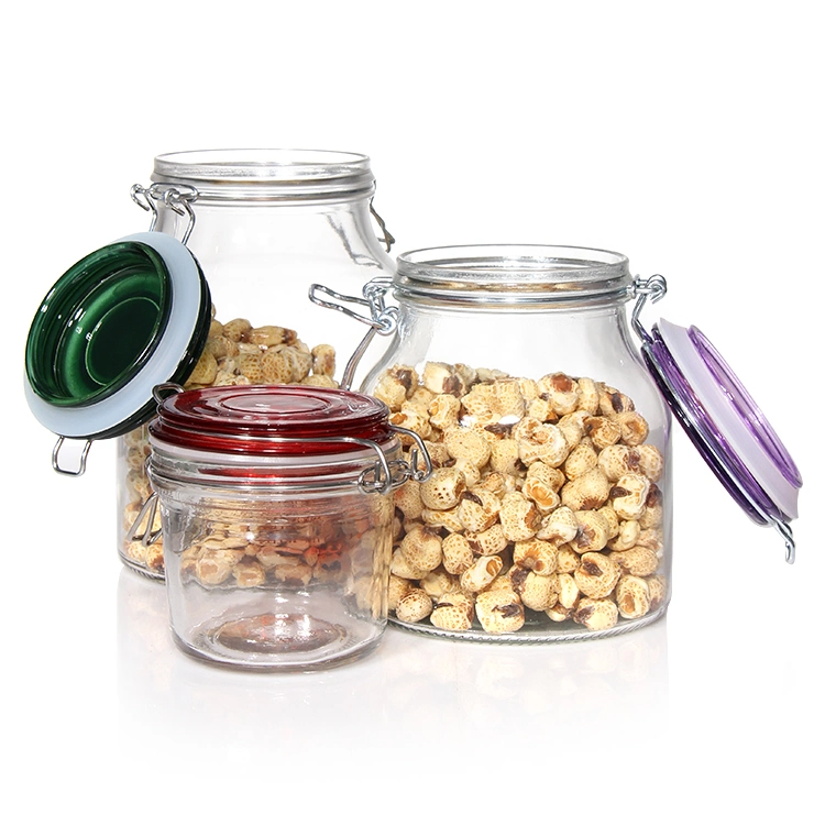 Personalized Custom Straight Side Spice Glass Storage Containers with Clip Lids