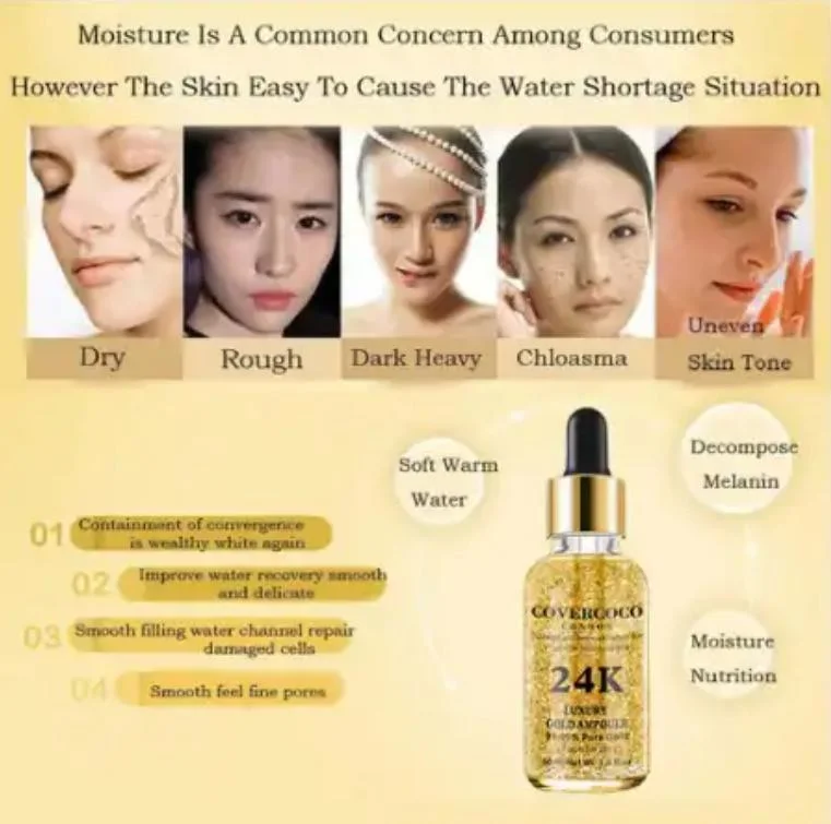 24K Luxury Gold 30ml Moisturizing Face Essential Liquid Makeup Foundation Base Primer Make up Essence Skin Care