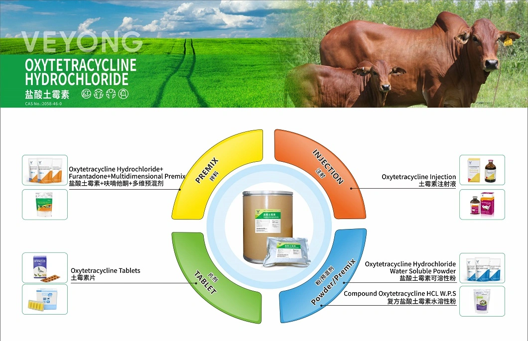 Oxytetracycline HCl Raw Material Pharma API Veterinary Antibiotic Medicine 25kg Drum