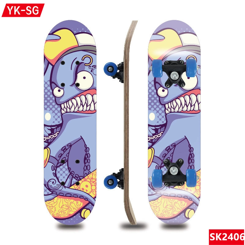 24 Inch Children Wooden Skateboard Plastic Bracket 4 PVC Wheels 17 Inch Cheap Maple Skateboard Toys