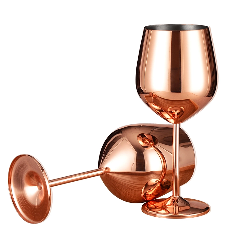 Rose Gold Stainless Steel 260ml Metal Christmas Glass 2-Piece Set Goblet Wine Glass Set