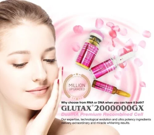 Le glutathion Glutax 2000000d'injection GX 180W Les produits de blanchiment avant et après examen d'injection blanchissant Glutax Glutax 2000GS 20000GR