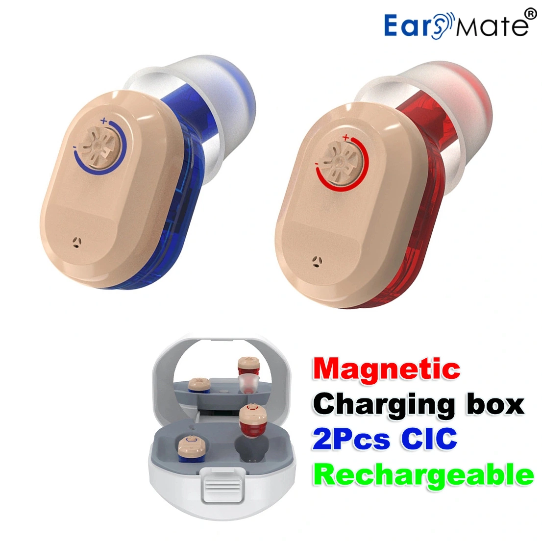 Mini Ear Hearing Aid Pocket Pre Programmable Analog Hearing Sound Rechargeable Battery Hearing Aids Device Product Wireless Ear Tip Receiver Voice Amplifier