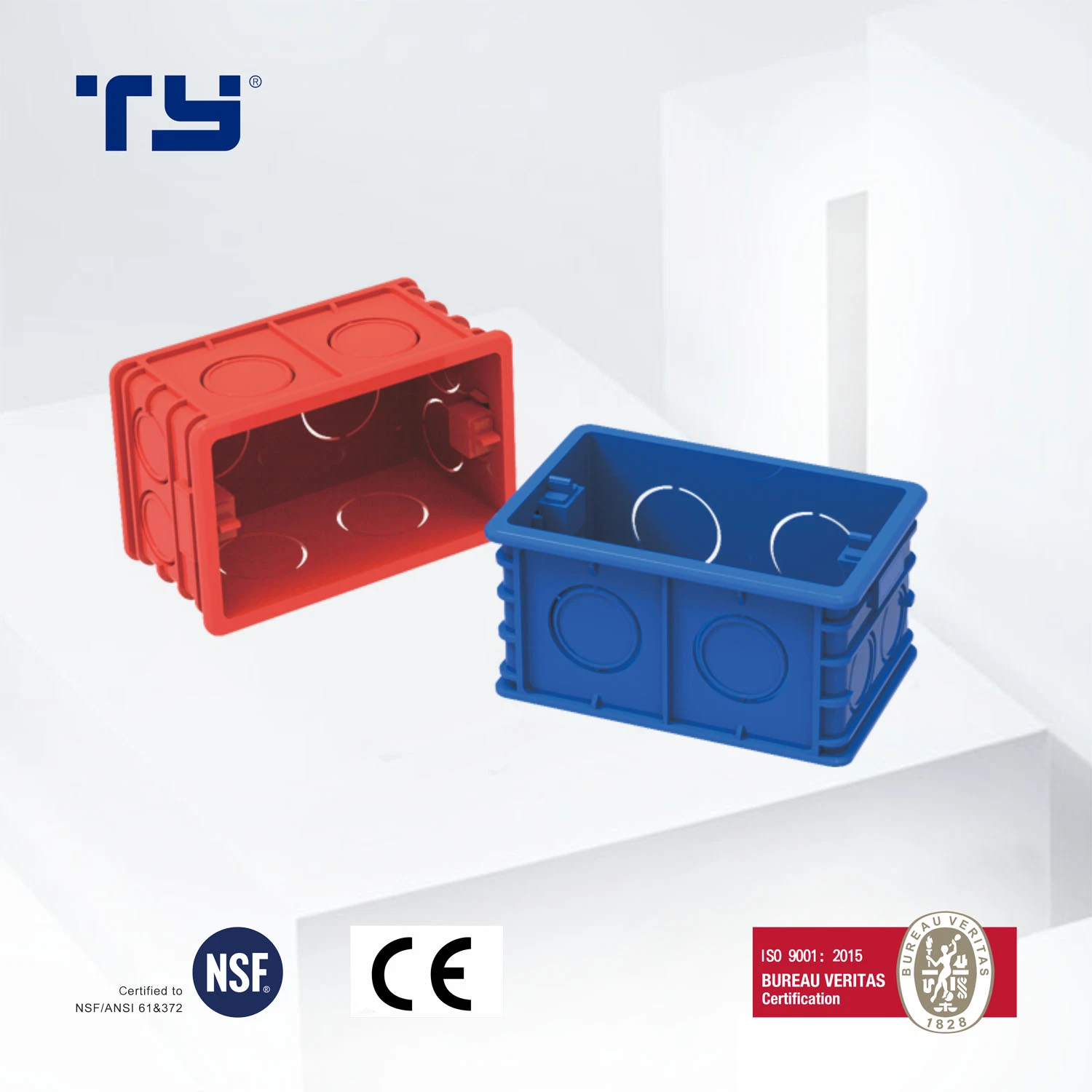 New Design PVC DIN Junction Box with Ten Junction Port Pipe Fitting (118 STYLE) for Insulating Electrical Conduitsystem (JG - RED/BLUE)